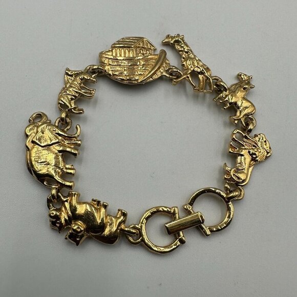 3/$30 Premier Designs Noah’s Ark Animal Charm Bracelet Gold Tone Faith 6.75” - Picture 1 of 10